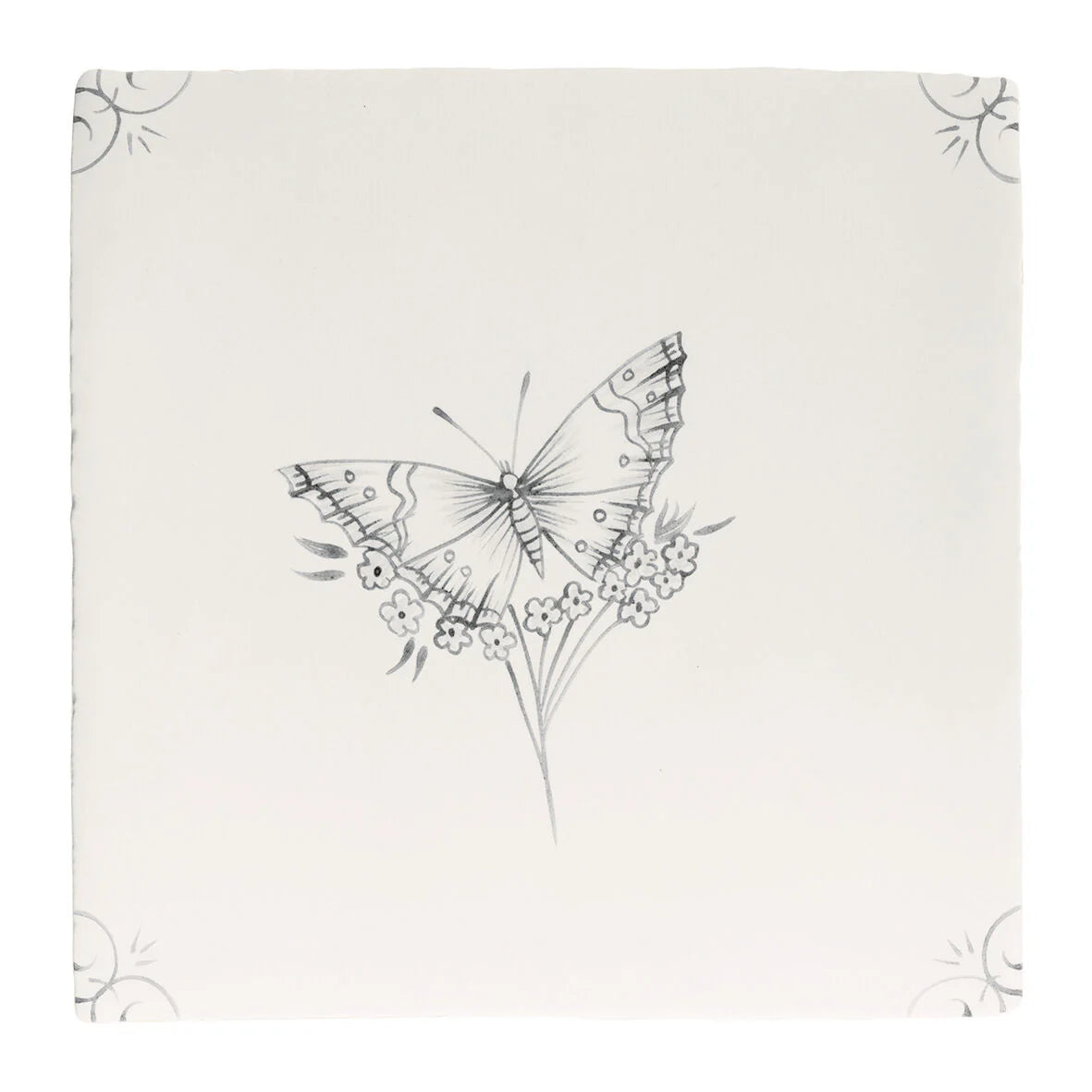 FIRED EARTH English Delft Charcoal Butterfly 1