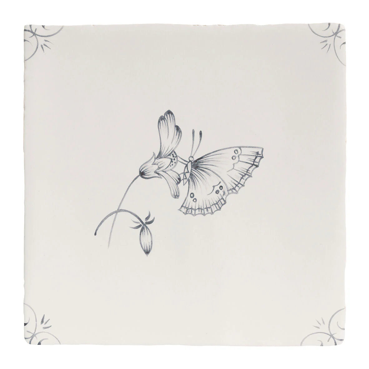 FIRED EARTH English Delft Charcoal Butterfly 2