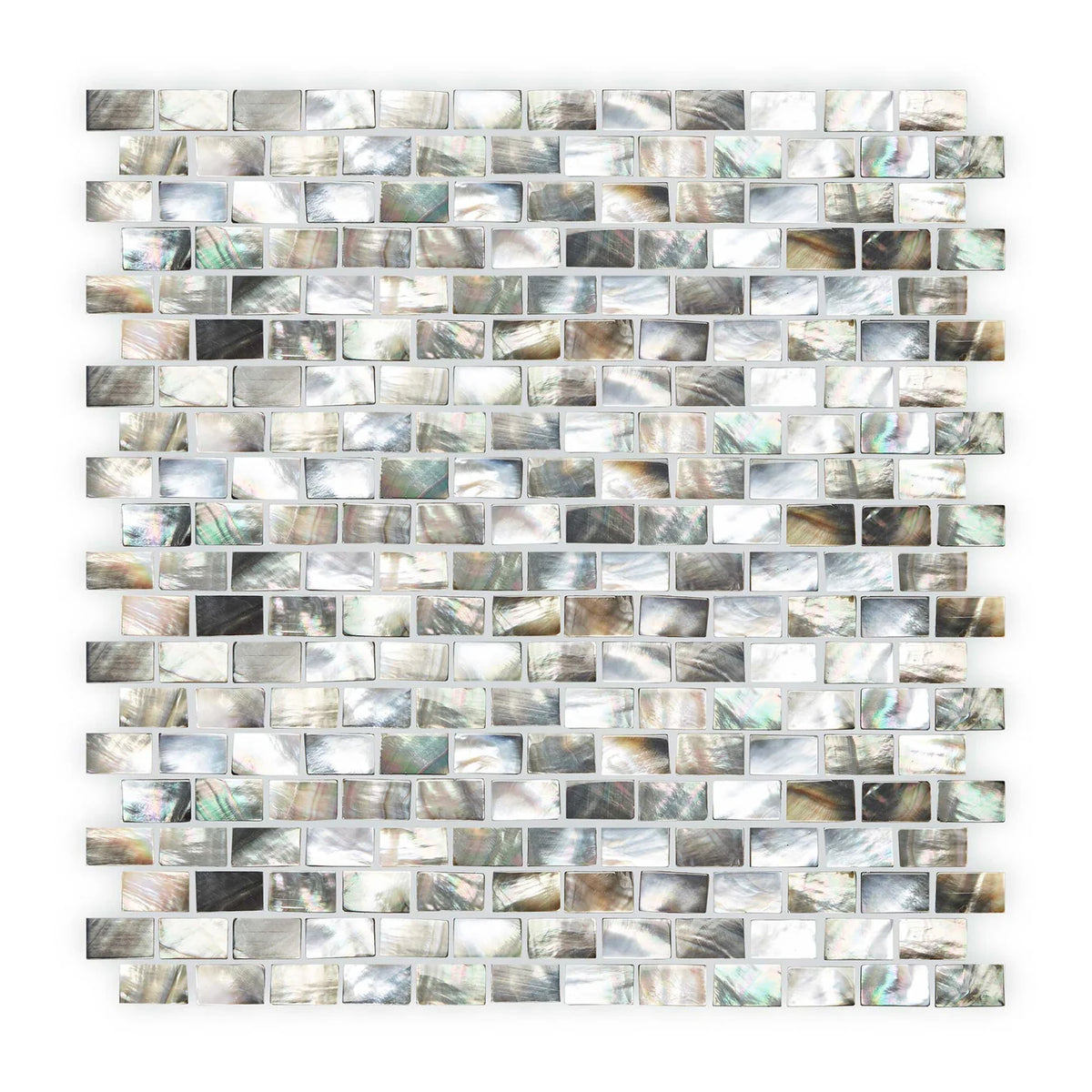 FIRED EARTH Mother of Pearl Black Rectangle Mosaic