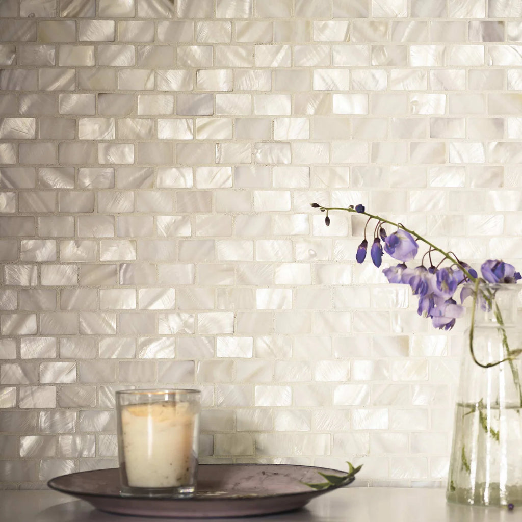 FIRED EARTH Mother of Pearl White Rectangle
