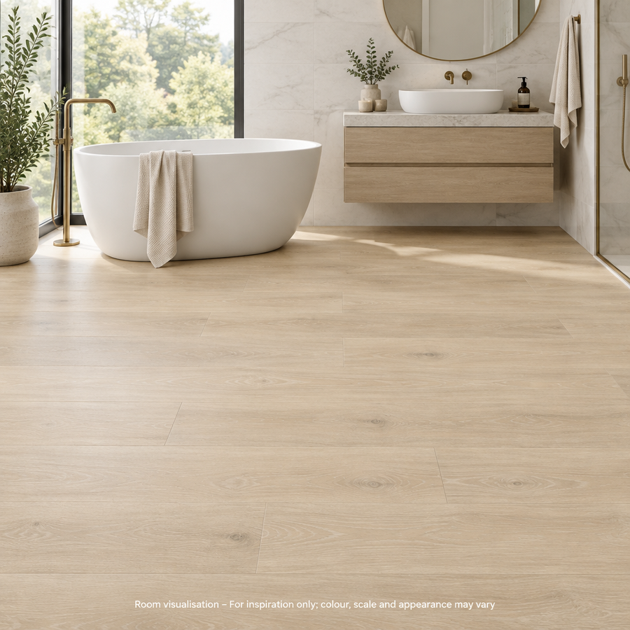 Karndean Art Select Pale Artisan Oak in Bathroom