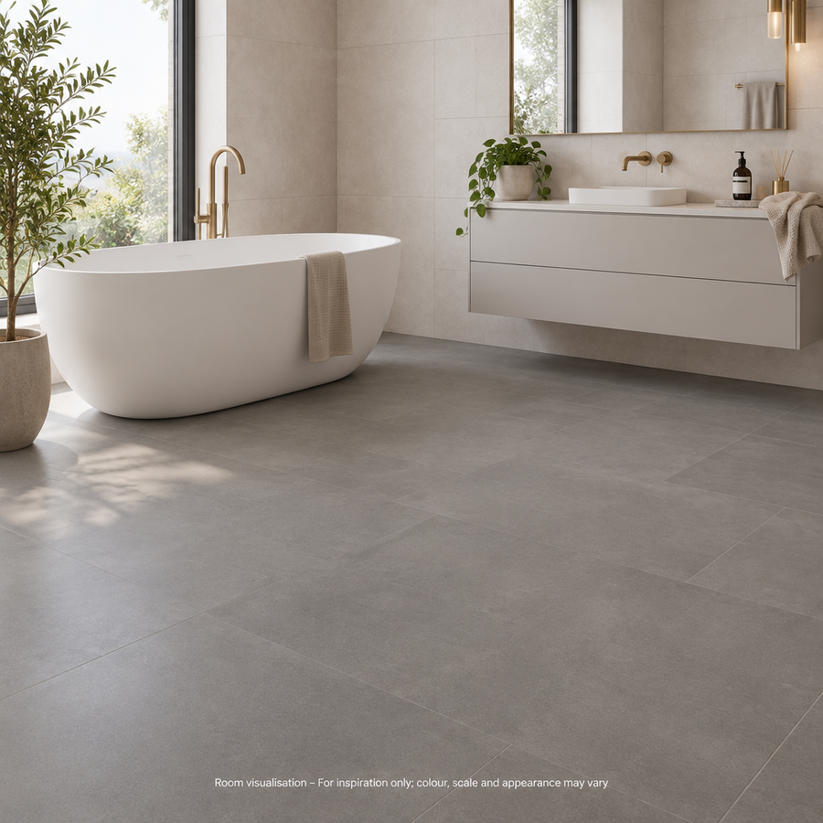 Karndean Van Gogh Rigid Core Urban Grey in Bathroom