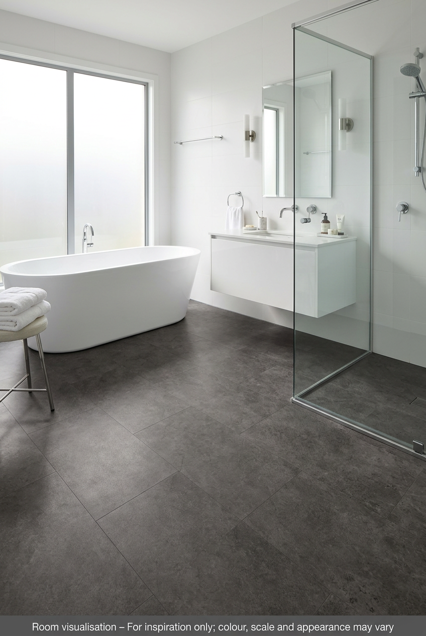 Karndean Van Gogh Volcanic Black in Bathroom