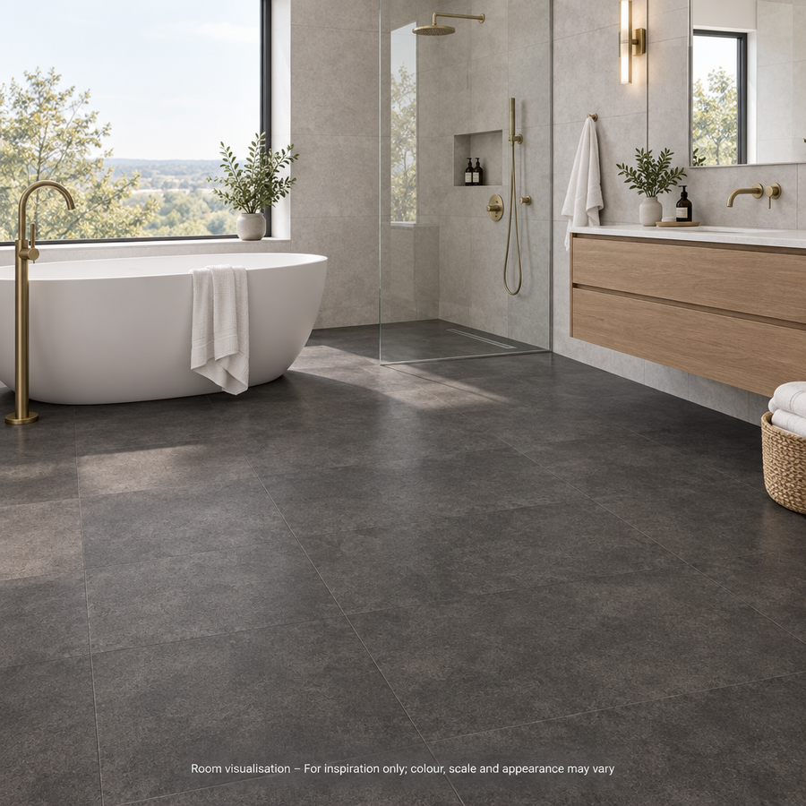 Karndean Van Gogh Rigid Core Volcanic Black in Bathroom