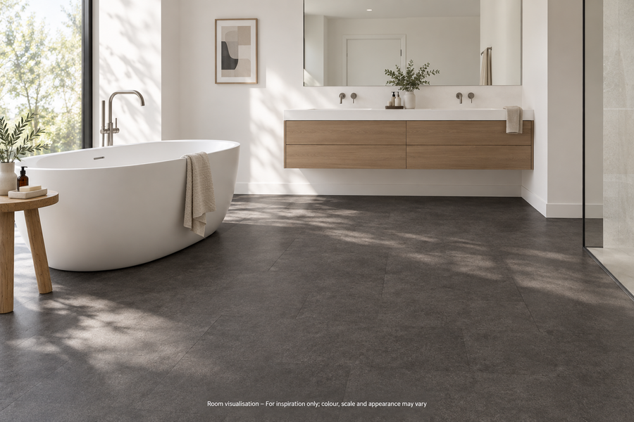 Karndean Van Gogh Rigid Core Volcanic Black in Bathroom