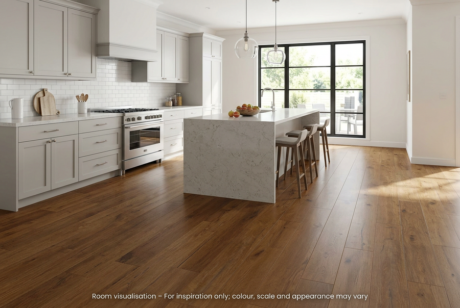 Karndean Knight Tile Gluedown Russet Character Oak in Kitchen