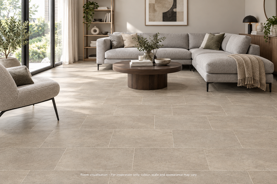 Karndean Knight Tile Portland Stone in Living room