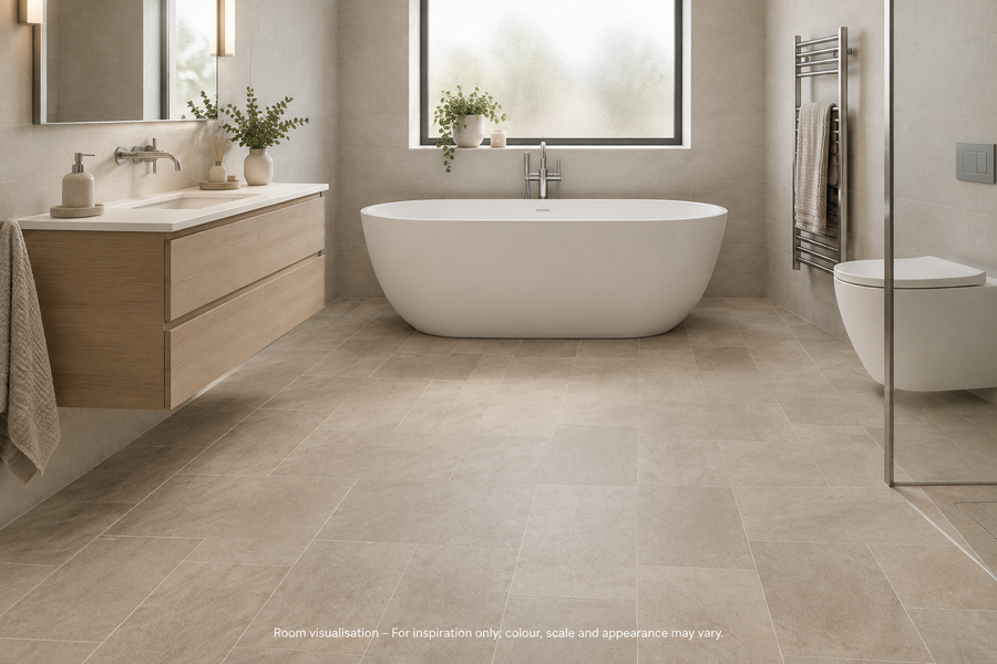 Karndean Knight Tile Portland Stone in Bathroom