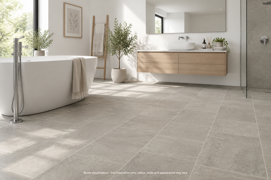 Karndean Knight Tile Honed Pebble Slate in Bathroom