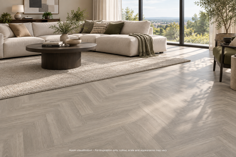Karndean Knight Tile Grey Limed Oak SM in Living room