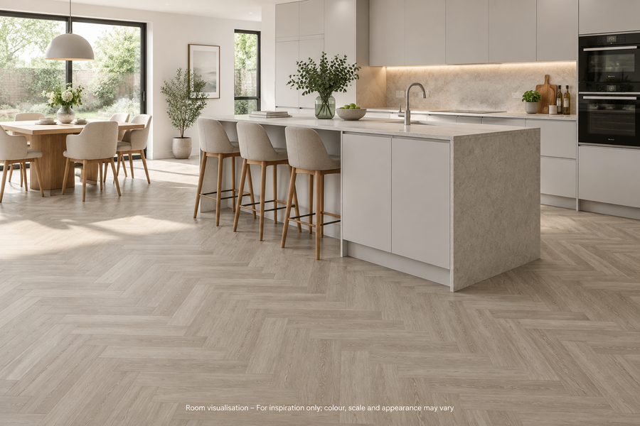 Karndean Knight Tile Grey Limed Oak SM in Kitchen