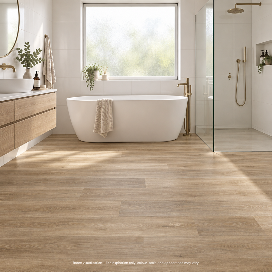 Karndean Van Gogh Hayfield Oak in Bathroom