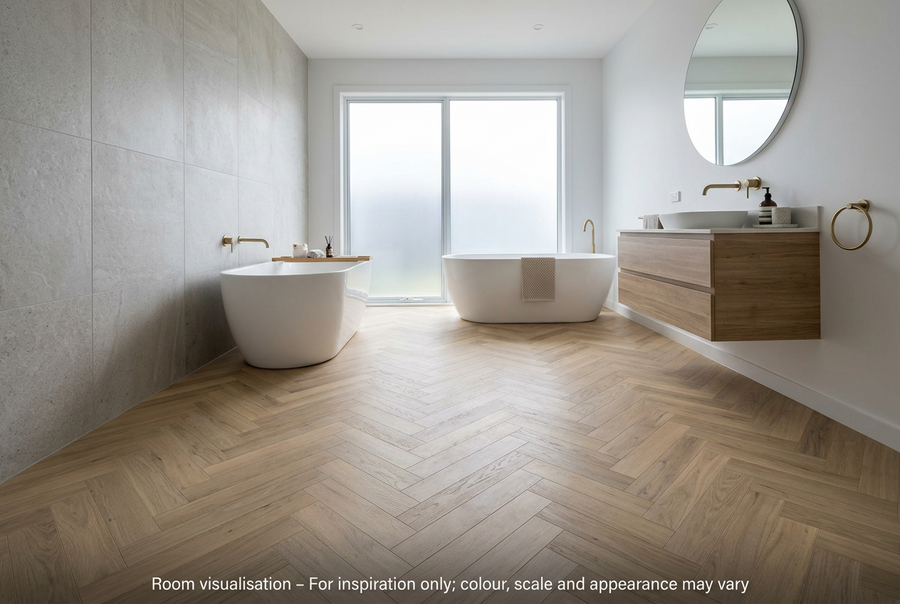 Karndean Knight Tile Gluedown Wells Acacia SM in Bathroom