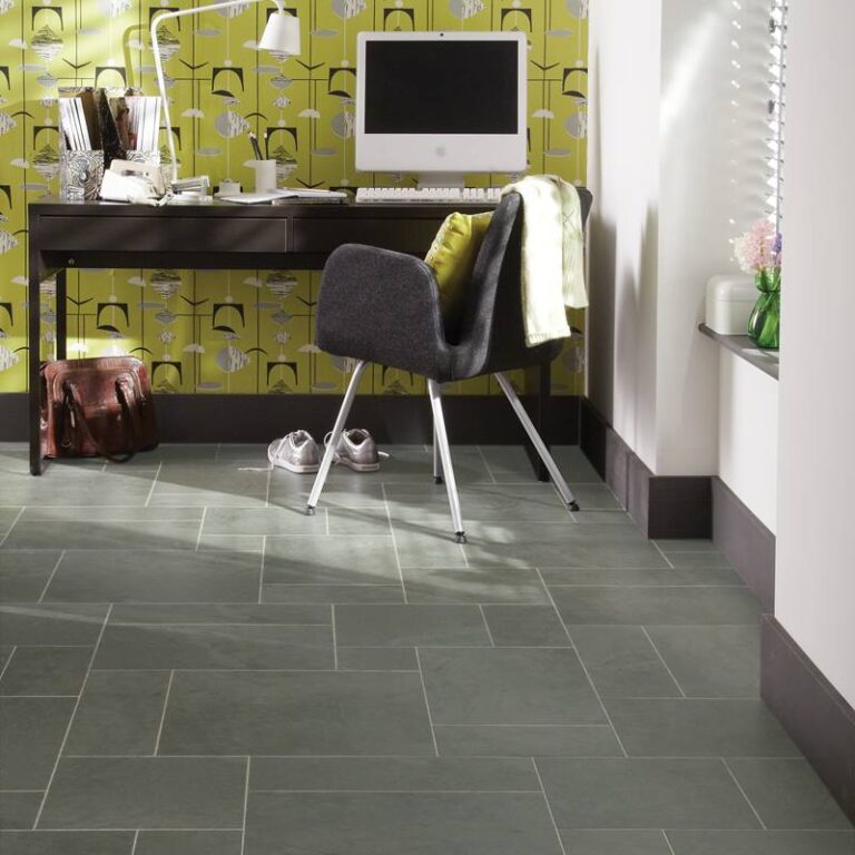 Thumbnail image of Art Select Stone Slate Oakeley Square tiles laid in an irregular/random pattern with a slight green tint