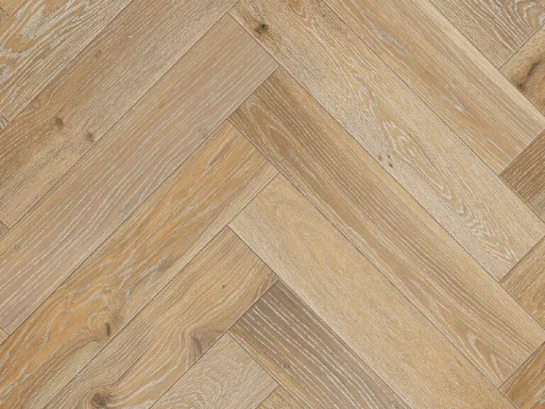 Elka 14mm Real Wood Herringbone Whitewashed Oak