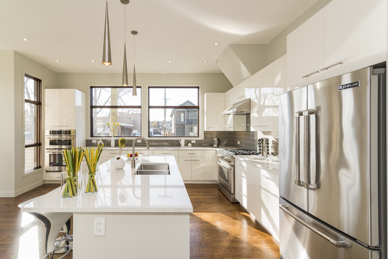 herringbone floor in kitchen