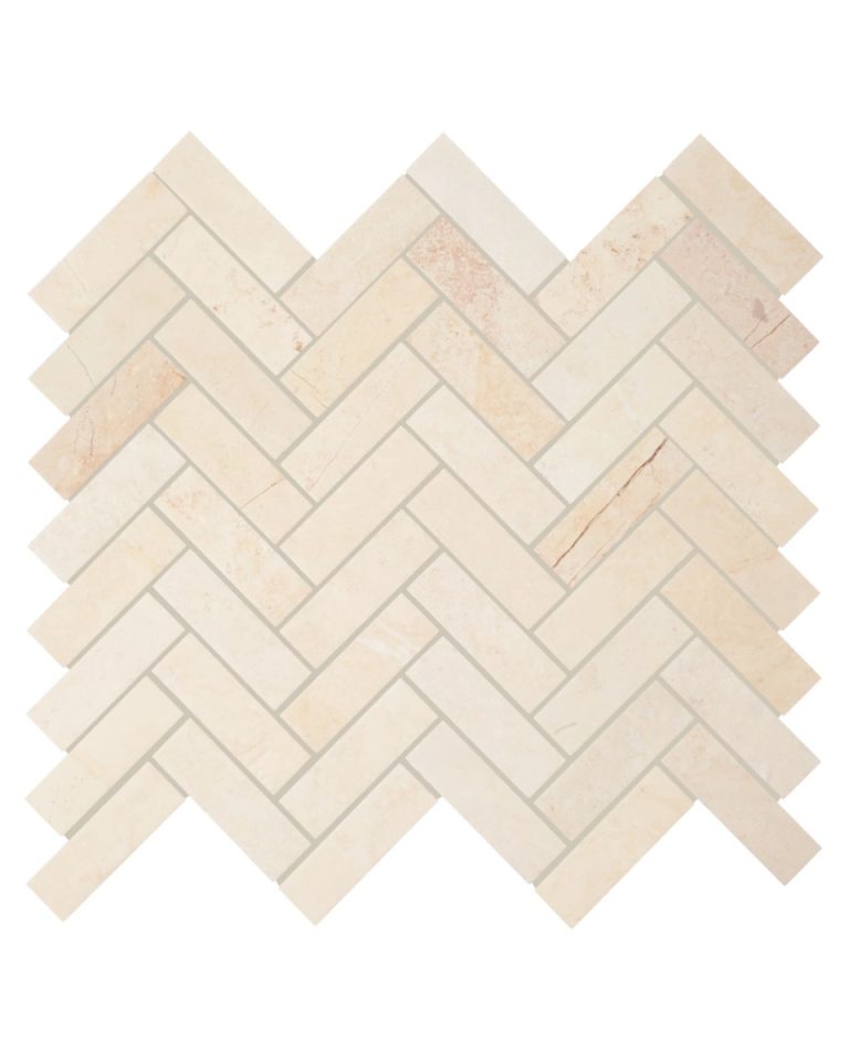 FIRED EARTH Louvre Brushed Herringbone Mosaic Marble Tile