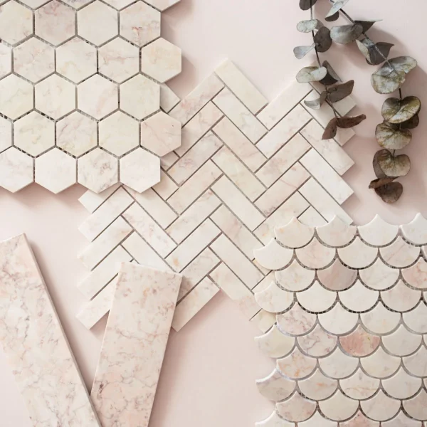 FIRED EARTH Aegean Pink Herringbone Mosaic - Image 4