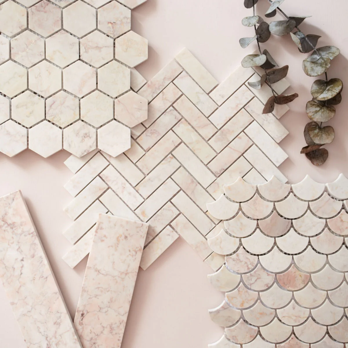FIRED EARTH Aegean Pink Scallop Mosaic - Image 4
