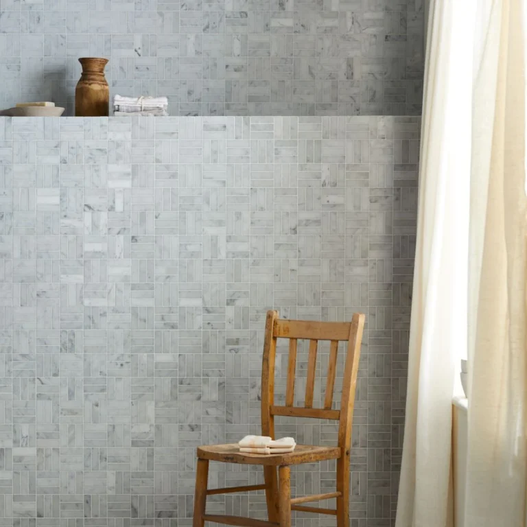 FIRED EARTH Carrara White Jenga Mosaic