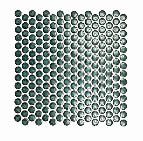 FIRED EARTH Copenhagen Penny Round Dark Green Mosaic