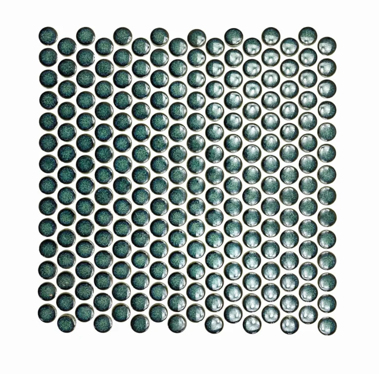 FIRED EARTH Copenhagen Penny Round Dark Green Mosaic