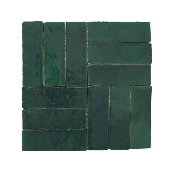 FIRED EARTH Medina Moss Green Zellige Rectangle 50mm x 150mm - Image 2