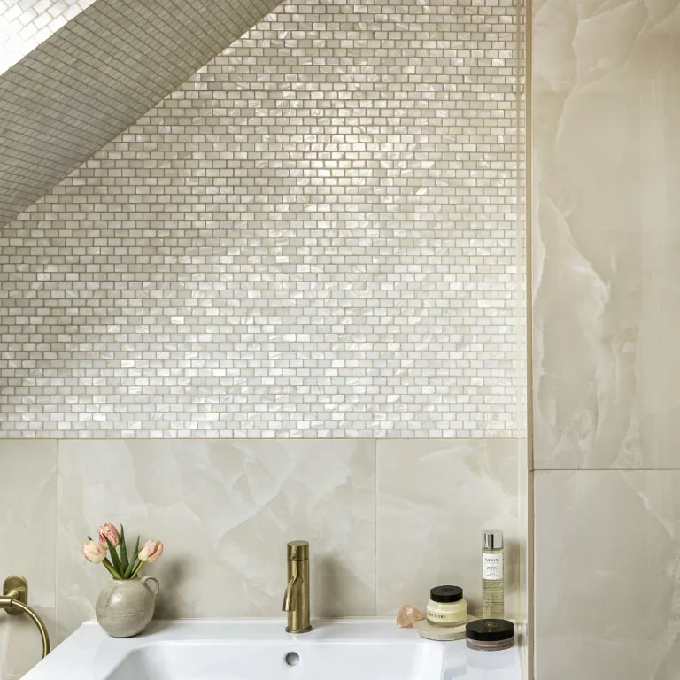 Fired Earth Mother of Pearl White Rectangle