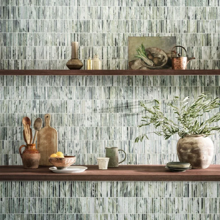 FIRED EARTH Seaspray Green Stacked Mosaic