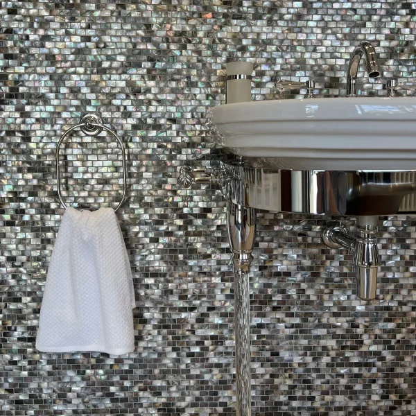 FIRED EARTH Mother of Pearl Black Rectangle Mosaic