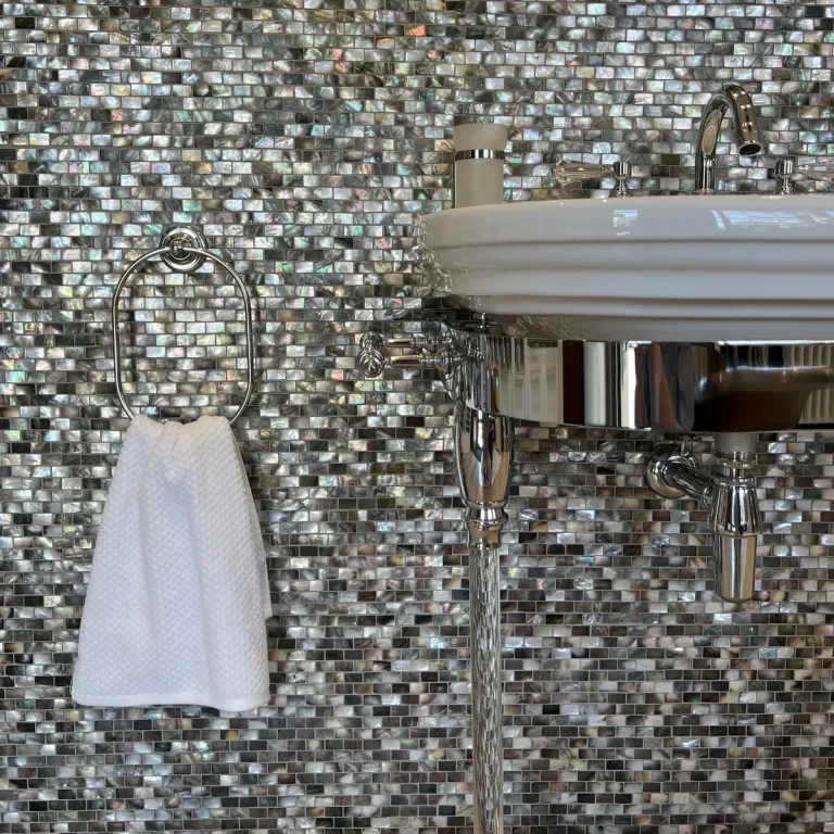 FIRED EARTH Mother of Pearl Black Rectangle Mosaic