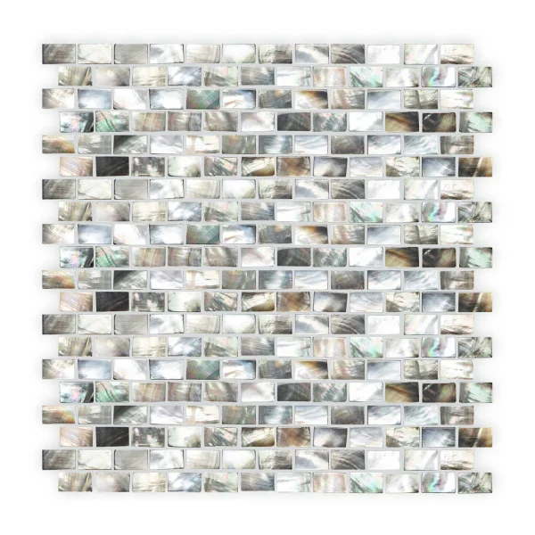 FIRED EARTH Mother of Pearl Black Rectangle Mosaic - Image 2