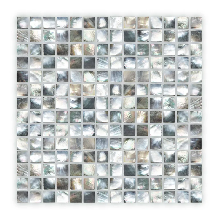 FIRED EARTH Mother of Pearl Black Square Mosaic